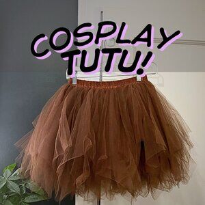 Cosplay Layered Chocolate Brown Tulle Tutu Skirt, Women's Small-Medium